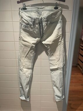 Diesel Skinny Jeans in Light Cream Striped Wash